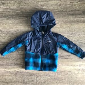 Columbia toddler fleece blue plaid zip up hoody